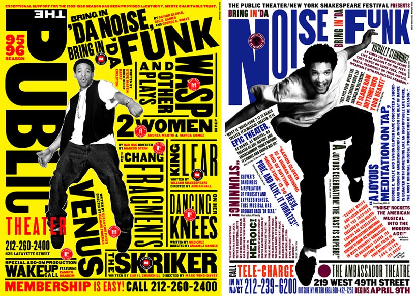 The Public Theatre poster for Da Noise by Paula Scher