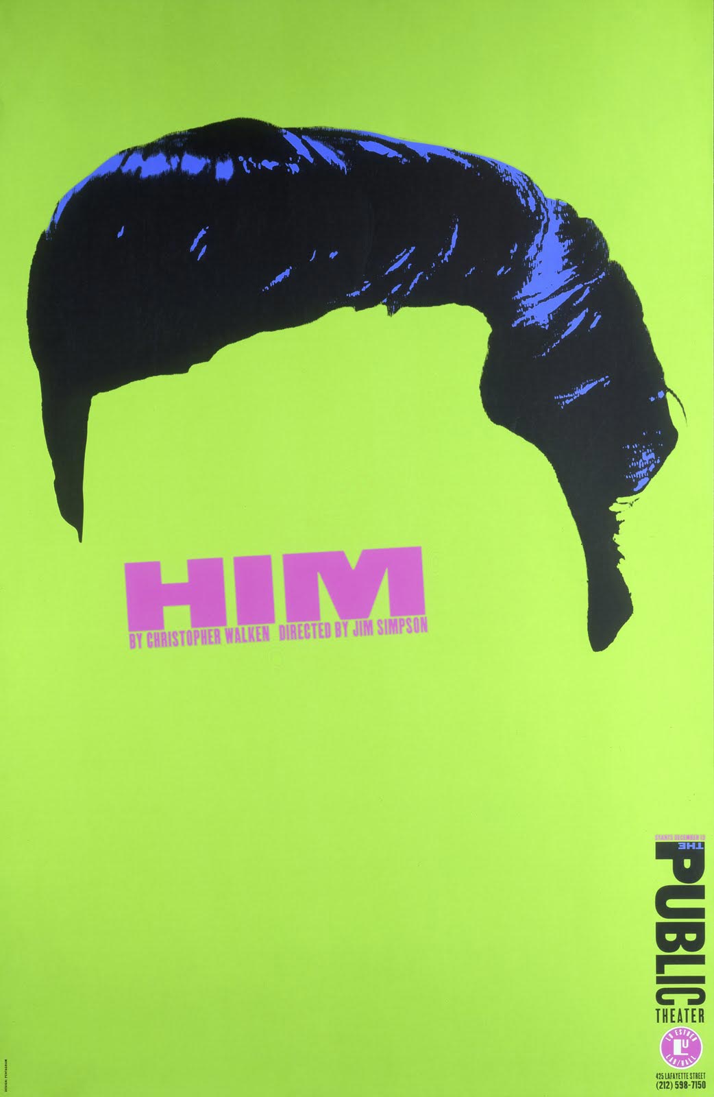 The Public Theatre poster for HIM by Paula Scher