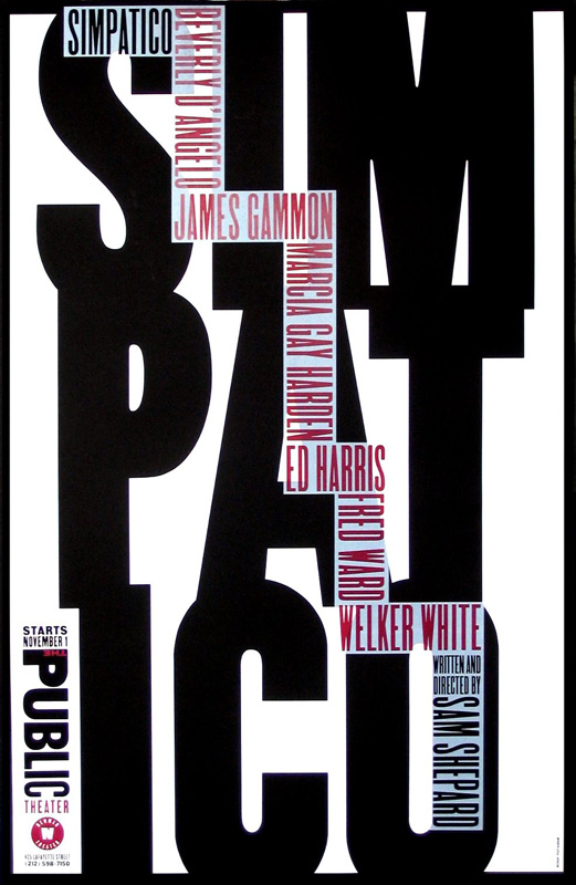 The Public Theatre poster for Simpatico by Paula Scher
